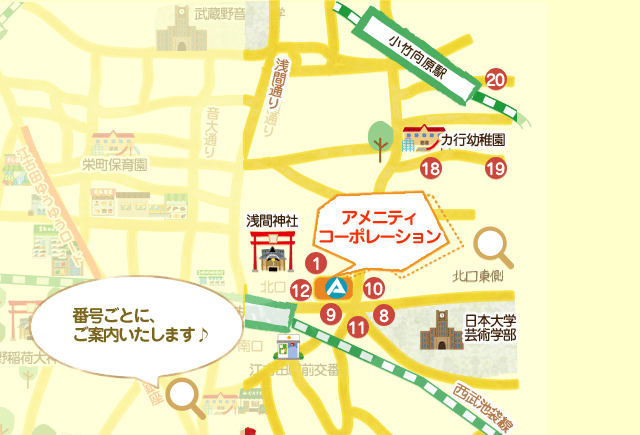 江古田駅北口東側MAP